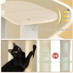 Solid Wood 65" Cat Tree Modern, Multi-Level Cat Tower for Indoor Cats, Sturdy Cat Tower with Hammock, Cozy Condo, Scratching Posts & Ladder