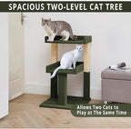 Lulu Large Cat Tree Tower with 2 Spacious Platforms, Sturdy Multi-Cat Condo with Sisal Scratching Posts, Stable Anti-Tip Design for Indoor Cats