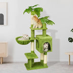 Green Tall Cat Tree 47-Inch for Kittens Under 6 Months 9lbs, Cat Tower for Small Cats - Scratching Post, Plush Hammock, Double Condos & Dangling Toys
