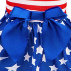 PUPTECK Print Dog Dress Pet Apparel for 4th of July with Cute Bowtie Puppy Clothes Outfit, Flag, S