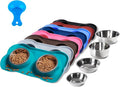 Hubulk Pet Dog Bowls 2 Stainless Steel Dog Bowl with No Spill Non-Skid Silicone Mat + Pet Food Scoop Water and Food Feeder Bowls for Feeding Small Medium Large Dogs Cats Puppies (Extra Large, Green)