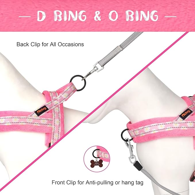 Didog No Pull Dog Harness with Soft Padded, Easy Walk Dog Harness with Quick Release Buckle, Adjustable & Reflective Pet Harness with Soft Padded for Medium Dogs (M:Chest 22-26", Pink)