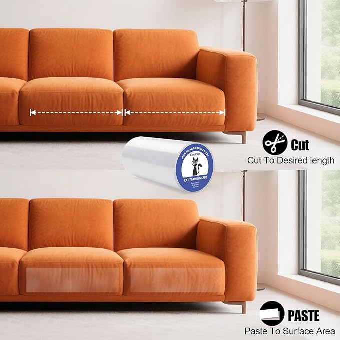 Extra Wide Cat Scratch Guard Tape, 200'' x 8.2'' Clear Anti Scratch Tape for Furniture, Single Sided Protective Film to Stop Cats & Dogs Scratching Sofa, Door, Walls, Car Interiors