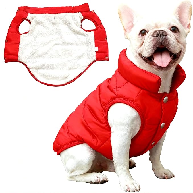 Dog Jacket Waterproof Fleece Dogs Vest Large Dog Coats for Winter Cold Weather Warm Dogs Puffer Jacket Puppy Coat Red Pet Jackets Cat Coats M