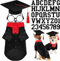 5 Pcs Dog Graduation Costume Set Include 2026 Pet Graduation Gown with Stole Puppy Grad Cap Lensless Glasses DIY Letter Stickers for Dogs Cats Holiday Costume Accessory(Black Red,L)