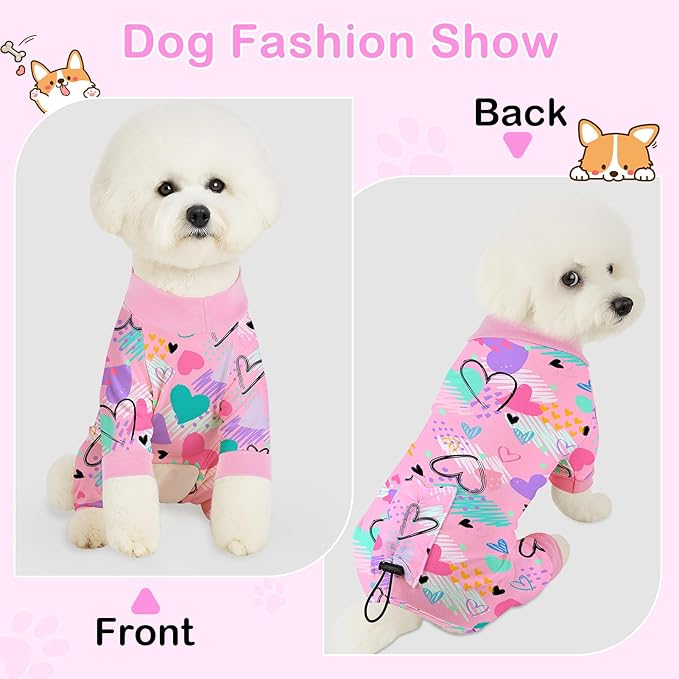 Glittme 2PACK Dog Pajamas Soft Dogs Clothes for Small Medium Dogs Elastic Cats Apparel Breathable Dog Pjs for Puppy
