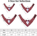Adjustable Red Plaid Christmas Dog Tuxedo Bandana with Bow Tie - Holiday Pet Outfit Costume for Dogs XS to XL