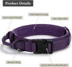 Tactical Dog Collar, Adjustable Military Training Nylon Dog Collar with Control Handle and Heavy Quick-Release Metal Buckle for Small Medium Large Dogs, Purple XXL