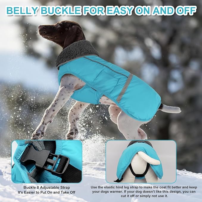 Doglay Dog Coat, Waterproof Dog Jacket Pet Winter Coat for Cold Weather with Thicken Furry Collar, Reflective Puppy Winter Jacket Warm Fleece Lining for Small Medium Large Pets