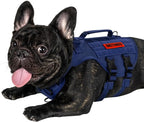 OneTigris Tactical Dog Harness for Small Dogs with Handles, Mesh Design Service Dog Vest Breathable Military Dogs Molle Vests with Handles, Harness for Walking Hiking Training (Blue, XS)