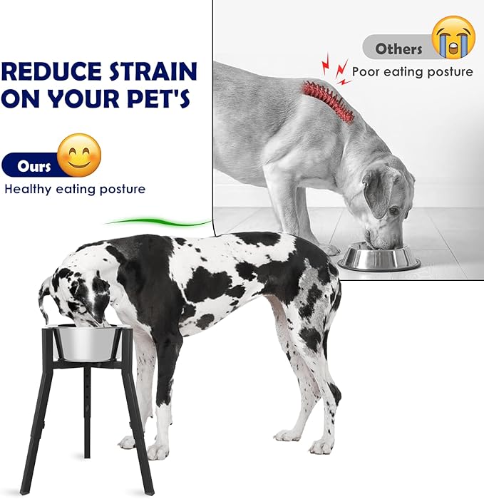 Elevated Dog Bowl Stand for Large Dogs, Adjustable Height & Width,Single Raised Dog Food Water Holder,Bowl Not Included