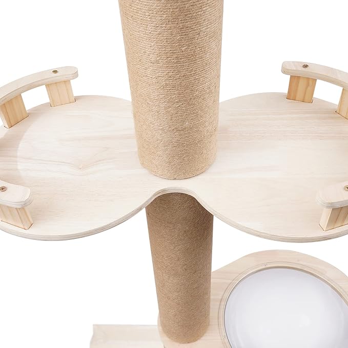 Floor to Ceiling Cat Trees, 104" Height Cat Tower with Natural Sisal Rope Scratching Post/Pedal/Hammock Cat Bed for Indoor Cats Large Adult, Modern Tall Cat Activity Tree