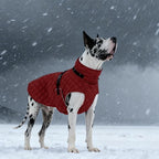 Kuoser Dog Coat Warm Fleece Lining Turtleneck Dog Jacket with Harness Built-in, Windproof Cold Weather Coats with Quick Release Buckle Pet Winter Snowsuit for Extra Large Dogs Great Dane, Red 3XL