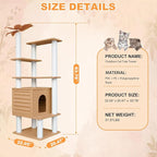 63 Inches Tall Cat Tree for Outdoor and Indoor Cats, Weatherproof Large Cat Condo with Scratching Posts