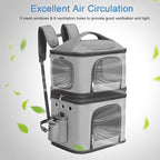 Detachable Double Pet Carrier Backpack for Cats and Small Dogs, Cat Travel Carrier for 2 Cats, Perfect for Traveling/Hiking/Camping, Grey