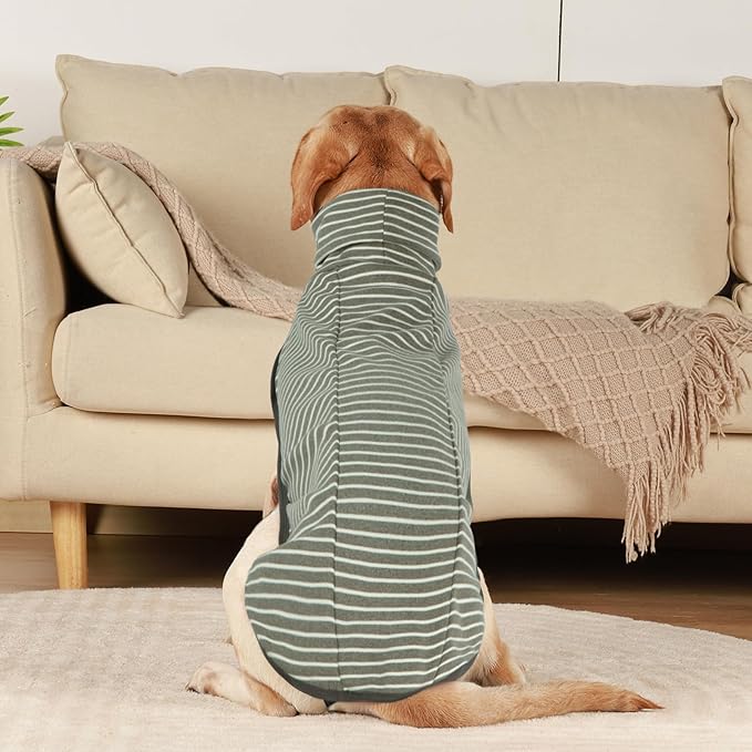 ROZKITCH Dog Winter Coat Soft Pullover Pajamas, Pet Windproof Warm Cold Weather Jacket Vest Cozy Jumpsuit Apparel Outfit Clothes for Walking Hiking Travel Sleep Stripe 4XL