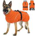 Queenmore Winter Dog Coat Warm Dog Jacket Vest Waterproof Puffer Fleece Snowsuit Adjustable Buckle Leash Hole Reflective Cold Weather Parka for Small Medium Large Dogs Girl Boy Orange XXXL