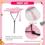 Dog Graduation Cap and Gown, Dogs Cats Graduation Holiday Halloween Costume Accessory(Pink,X-Large)