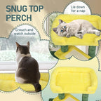 26.7" Cat Tree Tower with Cozy Condo & Top Perch, Cute Cat Tree for Indoor Cats, Multi-Level Cat Tree Tower for Indoor Cats with Scratching Post (Yellow/Green)