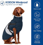 KOESON Dog Coat, Warm Dog Winter Jacket with Harness, Waterproof Pet Cold Weather Coats with Fleece Lining, Reflective & Windproof Snowsuit Sweater for Schnauzer, Yorkshire, Dachshund, Navy Blue S