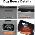 Rockever Insulated Dog House Outdoor Indoor for Small Medium Dogs, Insulated Dog House with Insulated Liner, Plastic Elevated Outdoor Dog House Waterproof Dog Kennel, Clean Easily((M & Liner)