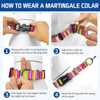 Kazazoo Martingale Collar for Dogs with Quick Release Buckle Adjustable Soft Durable Dog Collar for Small Medium Large No Pull Training Dog Collars-Rainbow M
