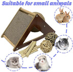 Rabbit Scratching Pad Cardboard, Natural Sisal Bunny Scratch Ball 2-in-1 Rabbits Enrichment Toys Pet Scratcher Interactive Toy for Indoor Bunnies Ferrets Chinchillas Small Animals