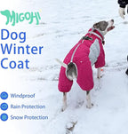 MIGOHI Full Body Dog Coat - Warm Reflective Large Dog Winter Coat with Harness,Turtleneck Fleece Jacket for Dogs,Four-Leg Windproof Puffer Jackets Snowsuit with Zipper for Small Medium Large Dogs,2XL