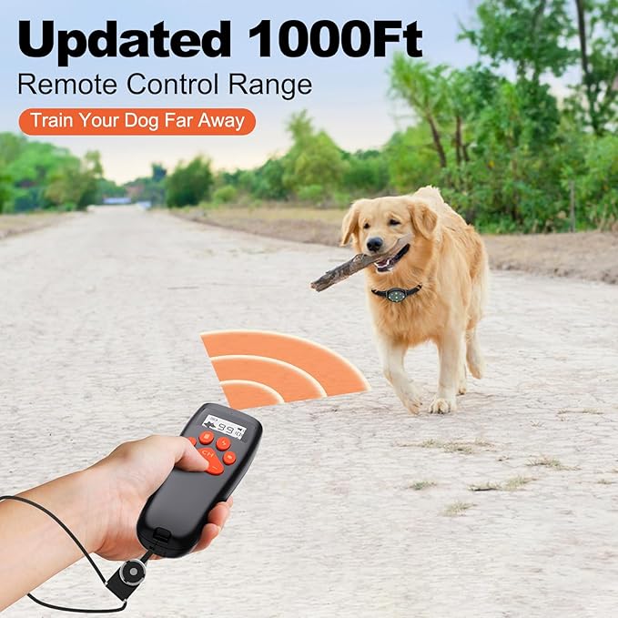 Shock Collar, Rechargeable Electric Dog Training Collar, 1000Ft Remote Range Dog Training Collar with Beep Vibration and Shock, for Small Medium Large Dogs (Red) (1-2) (1&1Blue)
