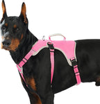Huntboo Escape Proof Dog Harness, Escape Artist Harness, Reflective Dog Harness with Handle, Durable,Adjustable Vest for Small Medium Large Dogs Walking, Training, and Running Gear(Rose Red, XL)