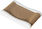Claw Surfer Cat Bed - Cat Scratcher Bed & Lounge – Heavy Duty High-Density Cardboard, Lasts 5X Longer. Modern Curved Scratching Pad with 20mm White Frame. Non-Toxic, No Mess, White