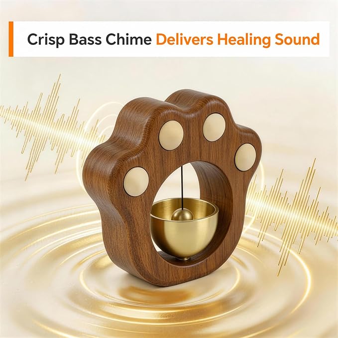 Cat Paw Shopkeepers Bell for Door Opening – Magnetic Wooden Door Chime & Wireless Brass Doorbell for Business Entrance, Home Decor – Cute Kawaii Wind Bell for Fridge, Room, Shop No Battery Entry Alert