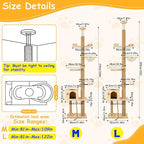 Cypherx Floor to Ceiling Cat Tree, 6 Tier Tall Cat Tower Adjustable Height (81-109 in), Modern Cat Tree Tower for Indoor Cats with Scratching Post, ransparent Capsule and Cozy Hammock, Wood