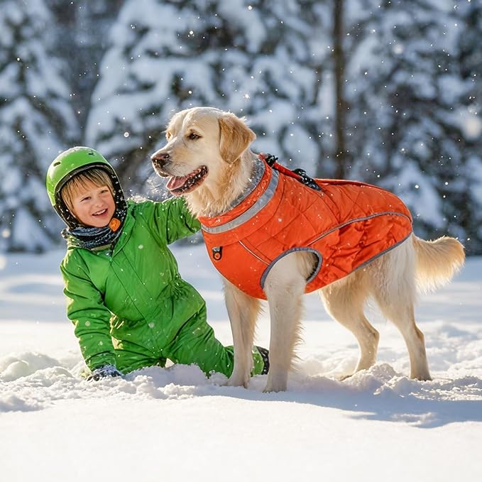 Dog Coat, Warm Dog Winter Coat for Medium Dogs, Waterproof Jacket with Harness Built in, Reflective Turtleneck Cold Weather Coats with Zipper,Pet Fleece Vest Snow Jacket, Blue M