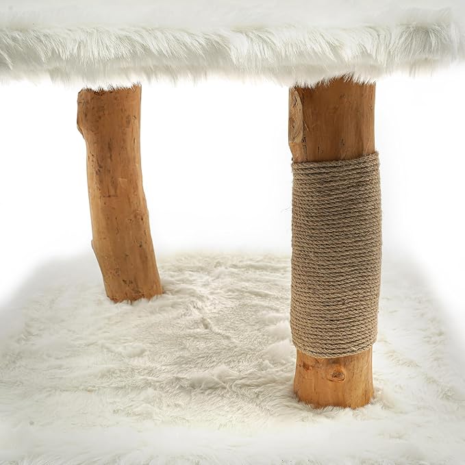 Large Cat Tree,Cat Tower,Cat Scratching Post with Curved Perch,Cozy Cats Condo Removable Activity Tree,Sisal Scratching Post for Kittens and Large Cats (White)
