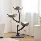 52” Tall Modern Gray Cat Tree Tower for Large Cats| Cat Scratching Posts with Hand-Woven Baskets | Luxury Cat Condo for Indoor Multiple Cats | Cat Furniture for Gifts （52” Gray ）