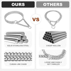 Dog Chain Collar Metal Martingale Anti Chew Training Collars Chew Proof, Chrome Plated, 2 Link for Small Medium Large Dogs (Silver, Medium(for Neck 16-21''))