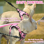 PUPTECK No Pull Dog Harness Small Sized Dog, Adjustable Reflective Escape Proof Easy Control, Comfortable Soft Padded Step in Pet Vest Harness, Pink, XS
