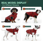 Kuoser Dog Coat Warm Fleece Lining Turtleneck Dog Jacket with Harness Built-in, Windproof Cold Weather Coats with Quick Release Buckle Pet Winter Snowsuit for Extra Large Dogs Great Dane, Red 3XL