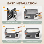 Petizer Cat House for Indoor Cats - Foldable Large Cat Bed Cave with Fluffy Ball and Scratch Pad, Cat Hideaway for Cats, Dark Grey, 23.8 x16.34 x12.8inch (Can Add Pet Heating Pad)