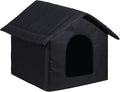 Cat Houses for Outdoor Cats Outdoor Houses for Feral Cats Cat House with Weatherproof Canvas Roof Stray Shelter (Cat House Black, Medium-Houses)