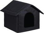 Cat Houses for Outdoor Cats Outdoor Houses for Feral Cats Cat House with Weatherproof Canvas Roof Stray Shelter (Cat House Black, Medium-Houses)