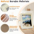 Painting Cat Scratcher Bed CartBoard Cat House Beds for Indoor Cats Half-Surround Design W/Horizontal Cat Scratcher Scratching Board W/Catnip (Rose, Frame Pre-Taped)