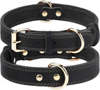 Joytale Leather Dog Collar for Small Dogs, Genuine Solid Sturdy Leather for Active Small Breeds, Adjustable Metal Pin Buckle, Durable and Secure Pet Collar for Daily Use, Black, XS