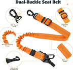 Pawaboo Dog Seat Belt Harness for Car, Dog Car Harness Seatbelt with Double Clips, Adjustable Breathable Pet Vest & Dogs Safety Tether with Elastic Bungee for Small Medium Large Pet, XXL, Orange/Black