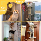 Door Hanging Cat Shelf 4-Levels Cat Tree Climber, No Drilling, Natural Solid Wood Cats Shelves Ladder, 59x15x10inch Pet Jump Shelf(Panda)