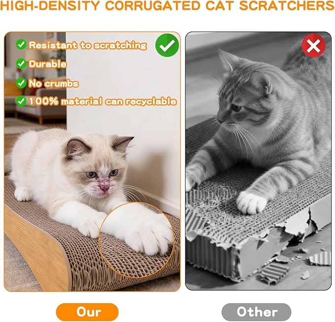 Cat Scratcher 2 in 1,Cardboard Cat Scratcher with Toy Ball,Extra Long & Extra Wide (24x11 inch) Cat Scratcher Bed for Indoor Cats and Furniture Protector,Suitable for Kittens and Big Cats