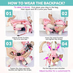 Lukovee Dog Backpack Carrier, Legs Out Easy-fit Dog Front Carrier for Small Medium Dogs, Adjustable Hands Free Dog Chest Carrier for Hiking Cycling (Pink,Medium)