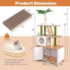 PETSITE Cat Tree with Litter Box Enclosure, Multi-Level Modern Cat Tree Tower with Sisal Scratching Posts, Cat Condo, Ladder, Dangling Balls, Interactive Sisal Rope, and Hidden Litter Box