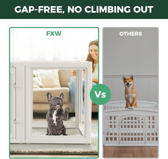 FXW AuraSpace Acrylic Indoor Dog Playpen for Small and Medium Dogs, 30 Inch, 10 Panels, White